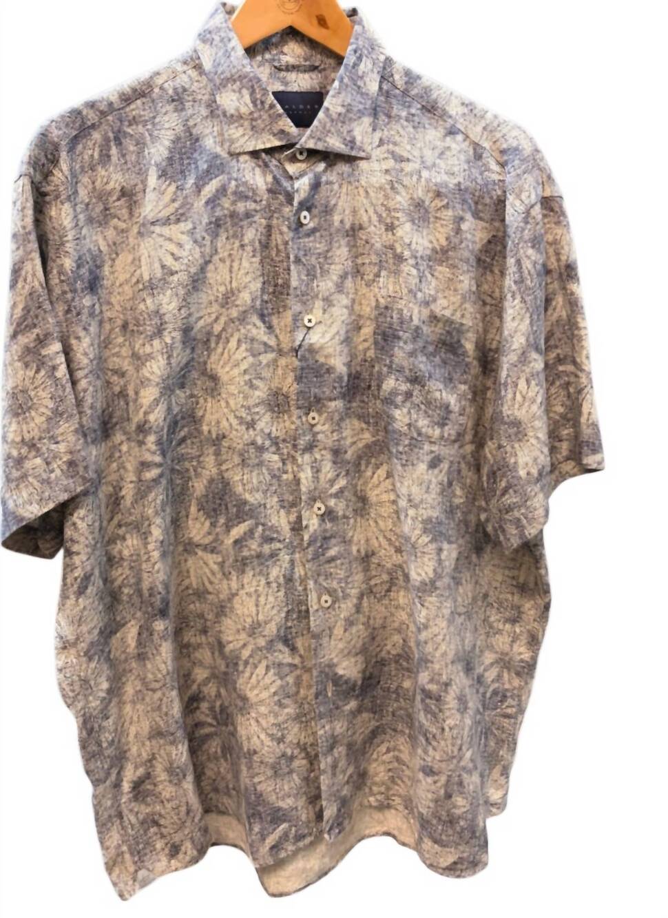 NEW CALDER CARMEL men's short sleeve floral print button up shirt in pacific